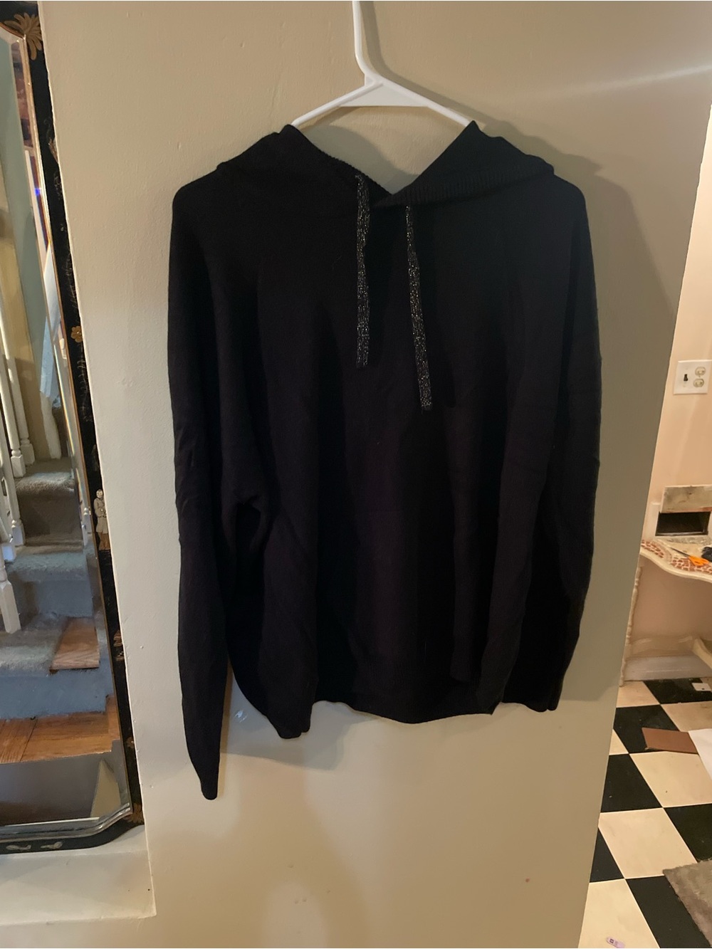 Zuda Black Hoodie Classic Pullover with sparkly strings